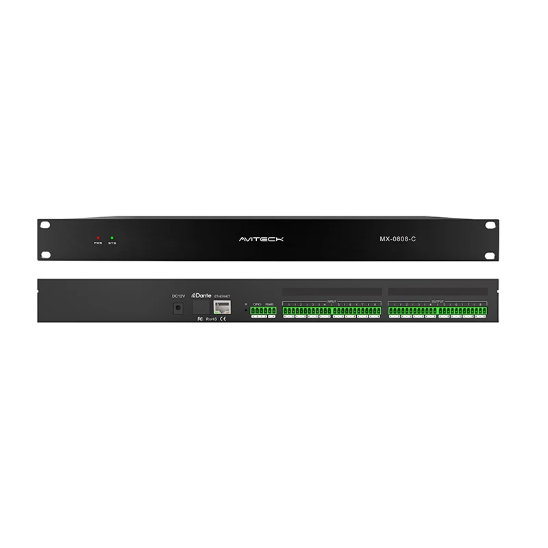 12V Dante 8 w 8 Out Network Audio Processor