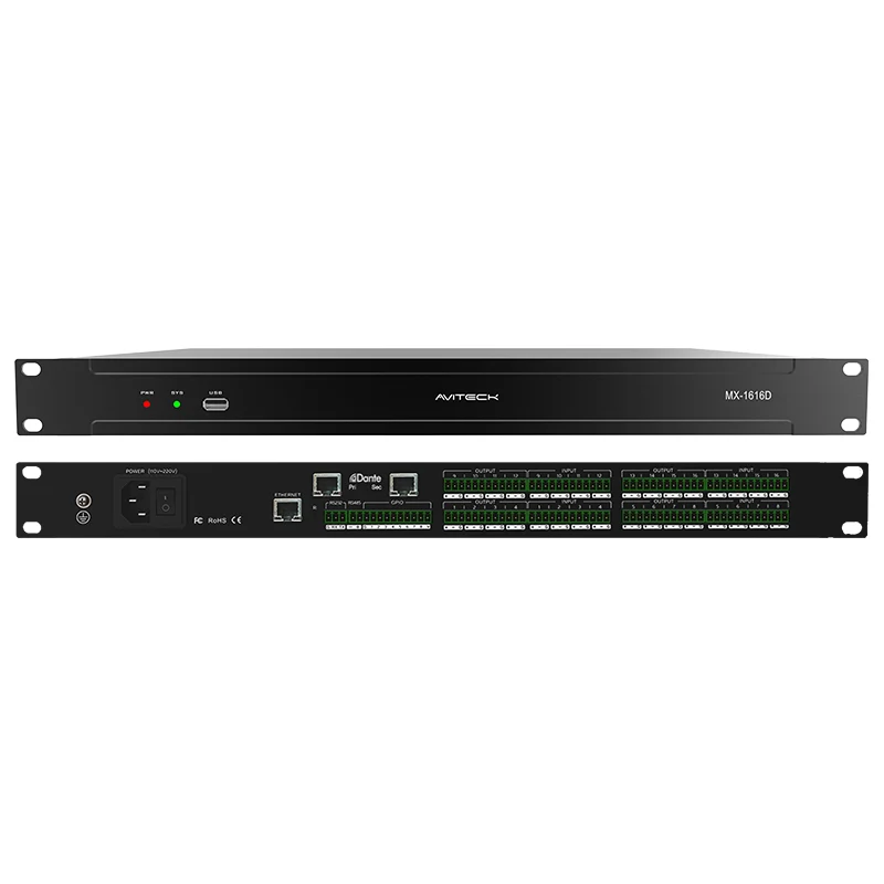 Dante 16 w 16 Out Network Audio Processor z ekranem