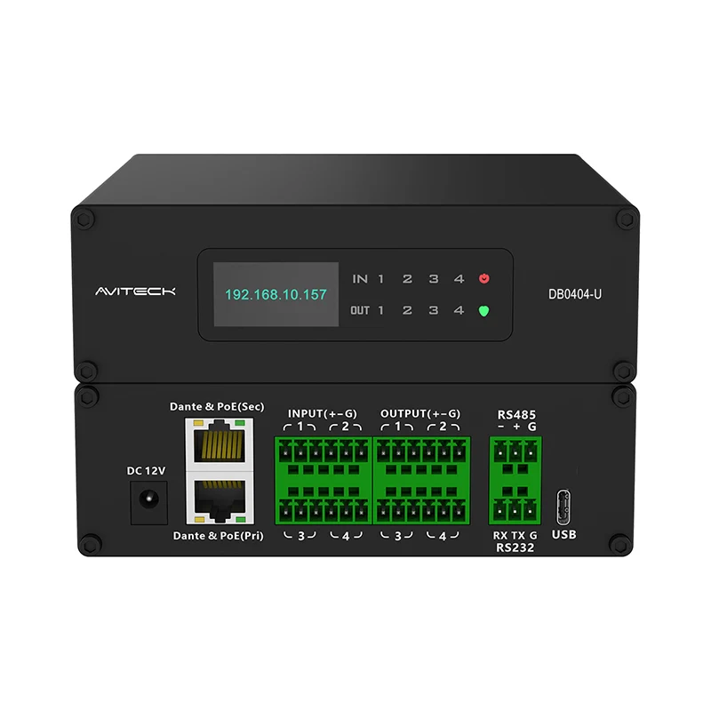 DANTE 4 in 4 Out Network Audio Processor Box